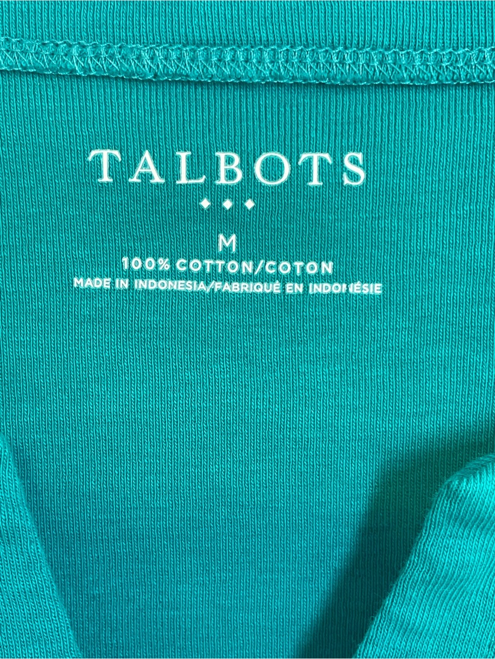 Talbots Women’s Teal Three-Quarter Sleeve Notch-Neck Top Size M - Picture 2 of 6